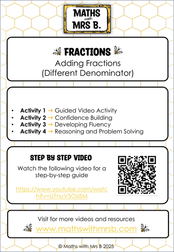Subtracting Fractions (Different Denominators) | Maths with Mrs B.