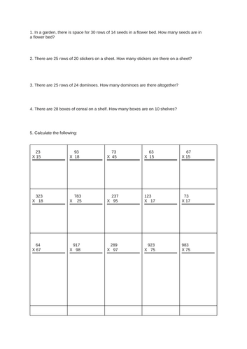 Multiplication 11 plus - SATs  Worksheet
