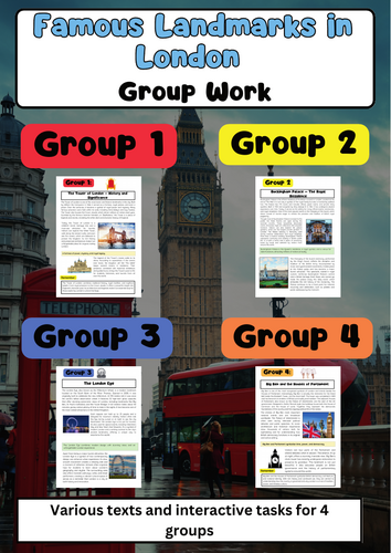 London Landmarks Group Work – Tower of London, Big Ben, London Eye, Buckingham Palace