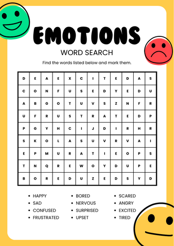 Emotions wordsearch