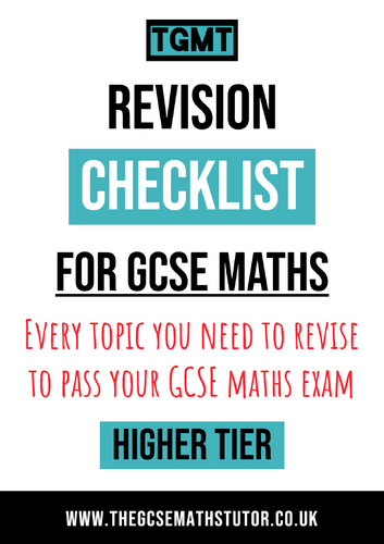 Revision Checklist Maths