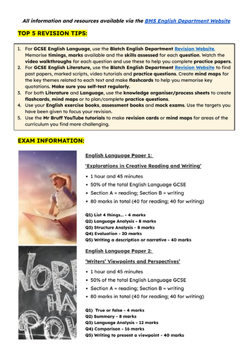 English GCSE Checklist