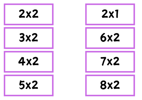 2 Times Table Matching