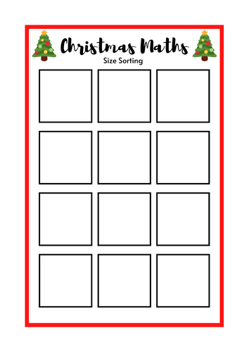 Christmas Size Ordering Activity