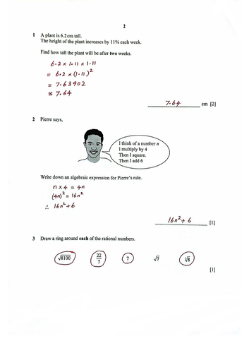STAGE 9 PROGRESSION TEST MATHEMATICS PAPER 2 (2022) WORKED SOLUTIONS