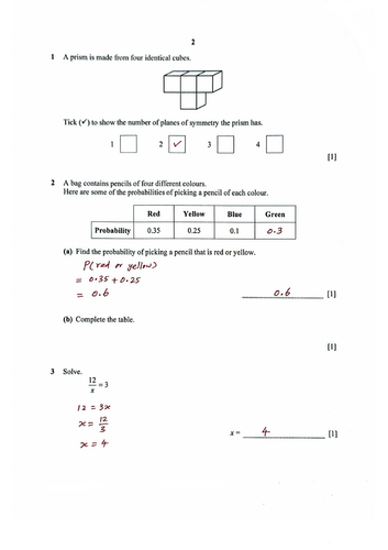 STAGE 9 PROGRESSION TEST MATHEMATICS PAPER 1 (2022) WORKED SOLUTIONS