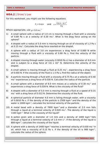 Materials: Stokes' Law