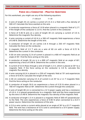Magnetism: Force on a Conductor Calculations