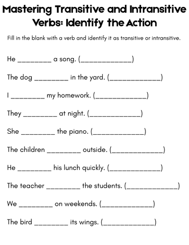 transitive and intransitive verbs exercises with answers