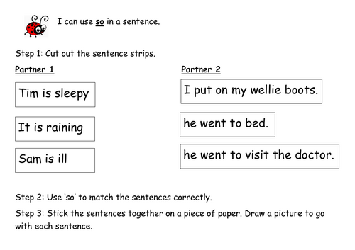 Connectives/Conjunctions  - so