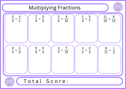 Multiplying Fractions - 10 Questions