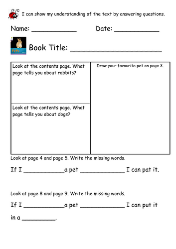 ORT Level 1+ Reading Comprehension - Pets