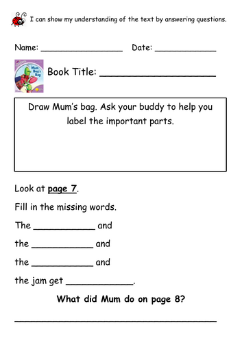 ORT Level 1+ Reading Comprehension - Mum Bug's Bag