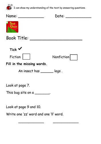 ORT Level 2  Reading Comp - Bug Quiz