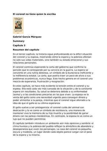 El coronel no tiene quien le escriba by Gabriel García Márquez – Chapter 3 – Summary and Analysis