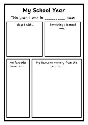 End of Year Reflection Sheet