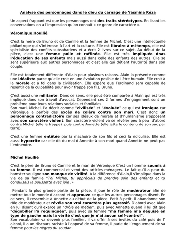 Le dieu du carnage de Yasmina Reza - Analysis booklet