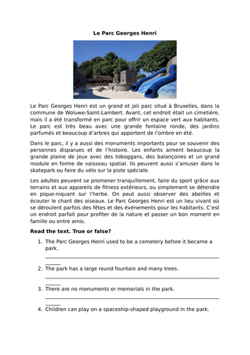 Pearson Edexcel / AQA GCSE French (Higher) - Module 1 - Qu'est-ce qu'on va faire? - Reading