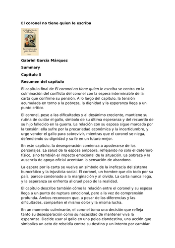 El coronel no tiene quien le escriba by Gabriel García Márquez – Chapter 5