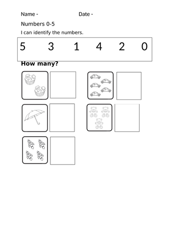 Numbers 0-5 assessment