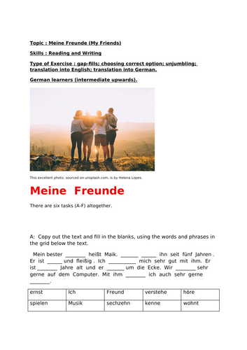 German, Meine Freunde (My Friends)
