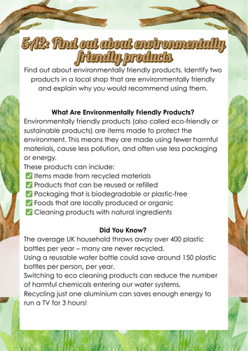 ASDAN PDP 5A2 – Find out about environmentally friendly products