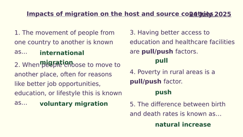 Y8 Population: impacts of migration on the host and source countries