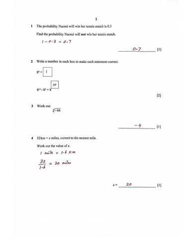 STAGE 8 PROGRESSION TEST MATHEMATICS PAPER 1 (2022) WORKED SOLUTIONS