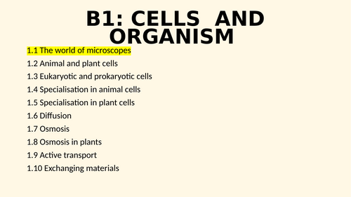 B1 Cell Structure and Transport AQA Combined Science