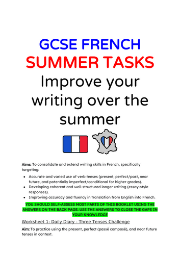 Y10 into Y11 Summer tasks- WRITING FOCUS