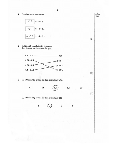 STAGE 9 PROGRESSION TEST MATHEMATICS PAPER 1 (2018) WORKED SOLUTIONS
