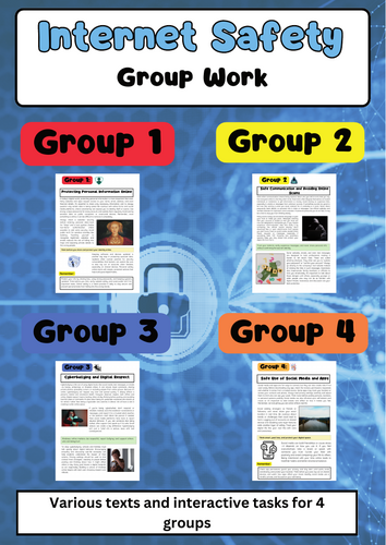 Internet Safety Group Work: Cyberbullying, Online Privacy, Social Media Security, Digital Scams