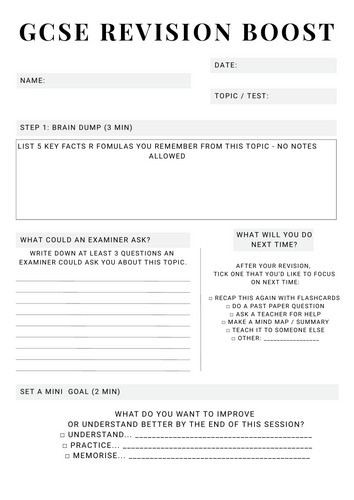“Free GCSE Exam Prep Worksheet – Kickstart Revision in 10 Minutes”