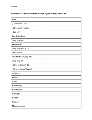 Spanish list of salutations - Lista de saludos
