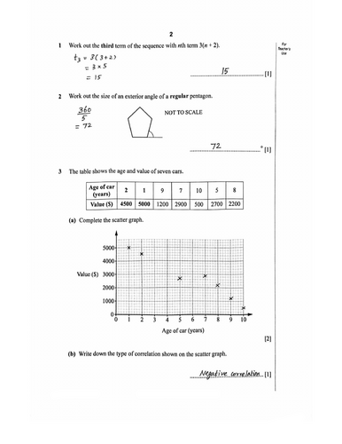 STAGE 9 PROGRESSION TEST MATHEMATICS PAPER 1 (2014) WORKED SOLUTIONS