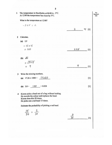 STAGE 7 PROGRESSION TEST MATHEMATICS PAPER 1 (2011) WORKED SOLUTIONS