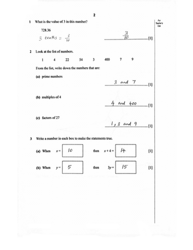 STAGE 7 PROGRESSION TEST MATHEMATICS PAPER 2 (2014) WORKED SOLUTIONS