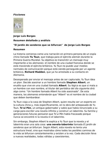 Ficciones by Jorge Luis Borges – Summary and Analysis – El jardín de senderos que se bifurcan