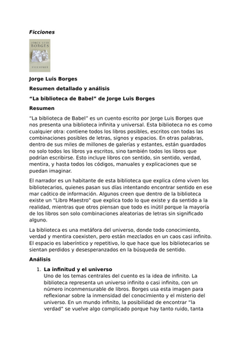 Ficciones by Jorge Luis Borges – La biblioteca de Babel - Summary and Analysis