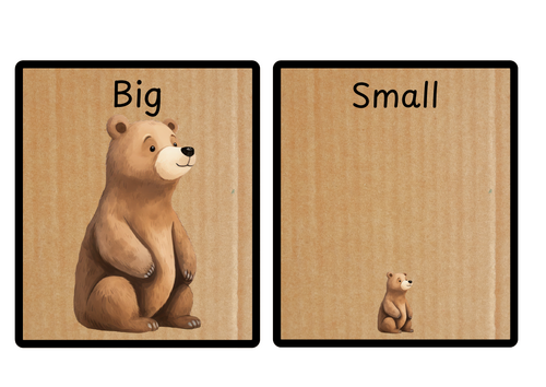 size vocabulary cards