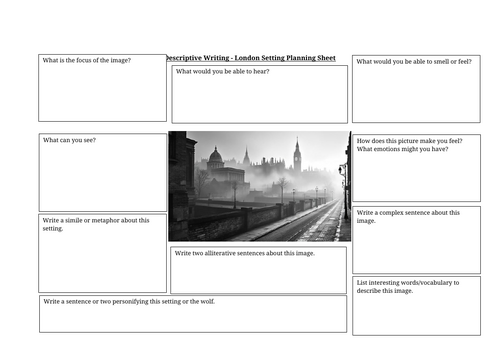 Creative Writing - Setting Planning Sheet - London