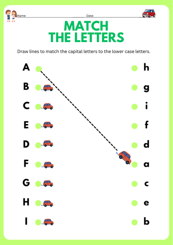Alphabet Matching worksheet - uppercase and lowercase letters