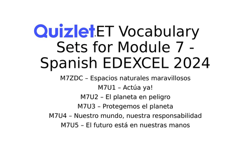 EDEXCEL 2024 Spanish Module 7 - Vocabulary Sets (QUIZLET)