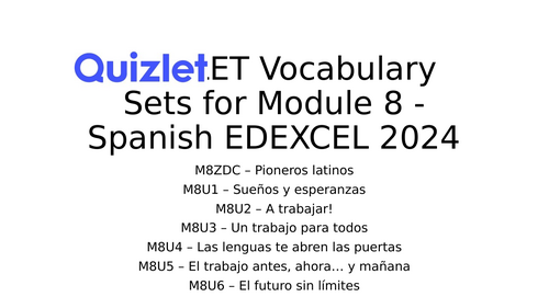 EDEXCEL 2024 Spanish Module 8 - Vocabulary Sets (QUIZLET)