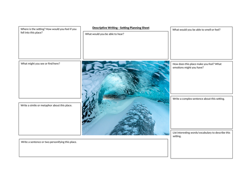 Creative Writing - Setting Planning Sheet - Glacier/Ice Cave