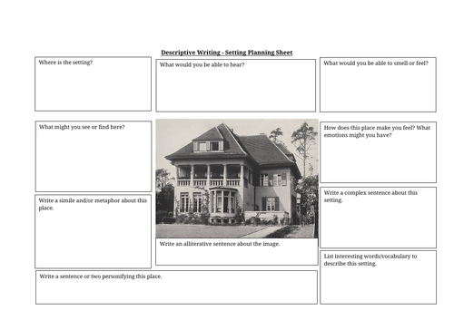Creative Writing - Setting Planning Sheet - House