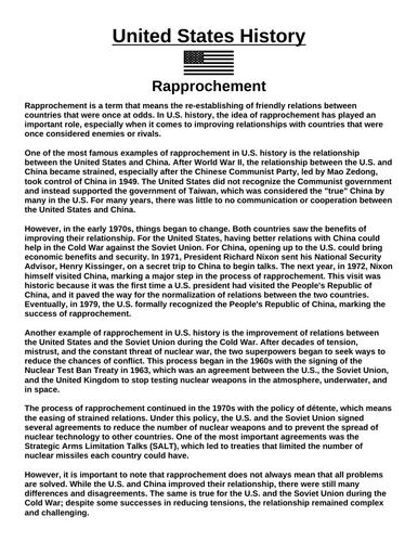 Rapprochement “Article & Questions” Assignment