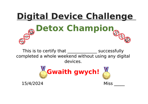 Digital Detox Certificate