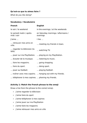 Sports, hobbies and free-time activities