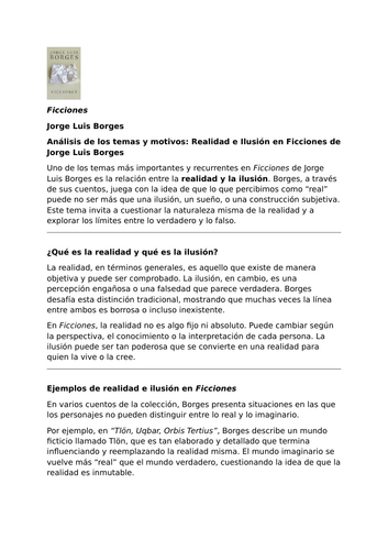 Ficciones by Jorge Luis Borges – Themes - Reality and Illusion